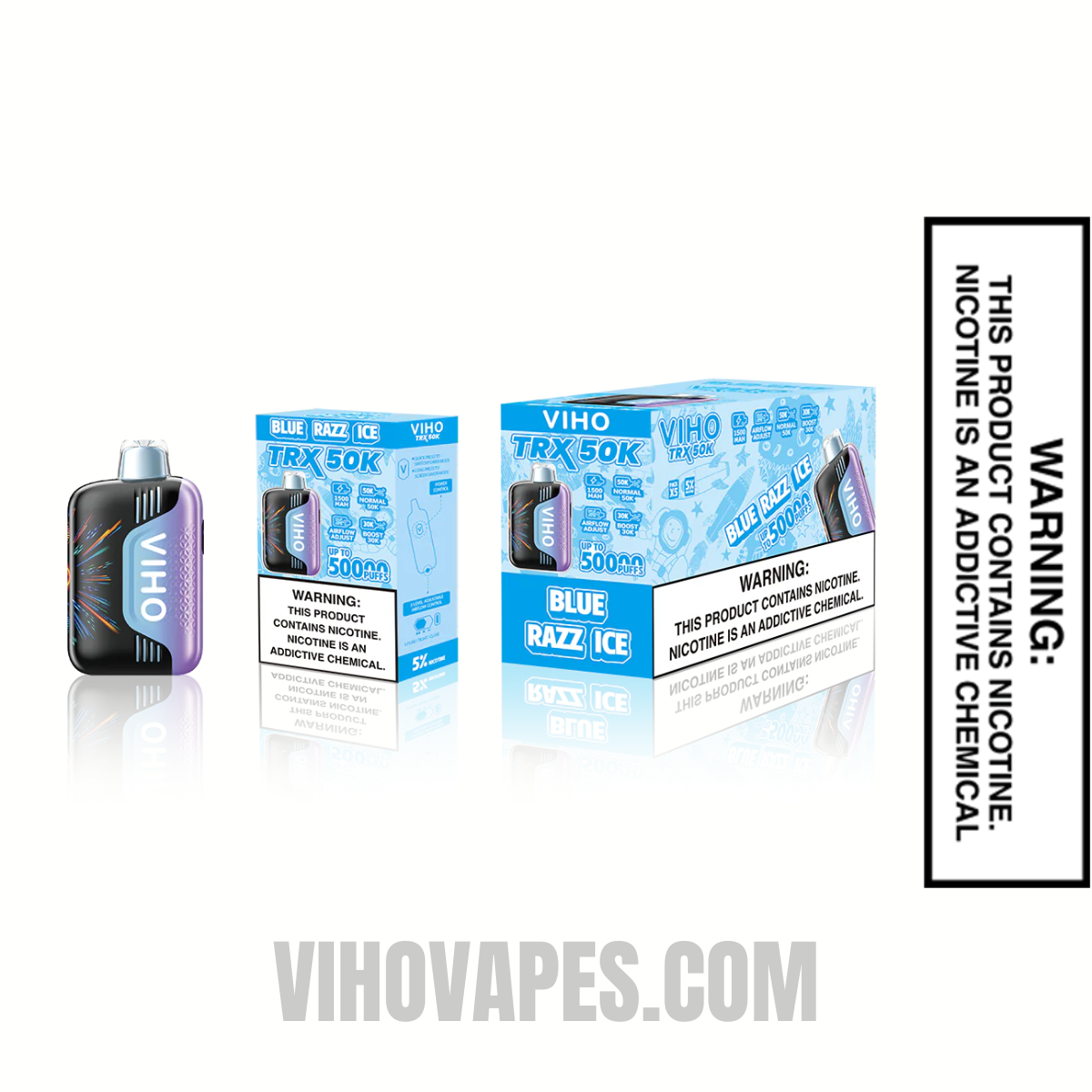 Blue Razz Ice VIHO TRX 50K Disposable Vape with Bundle Pack