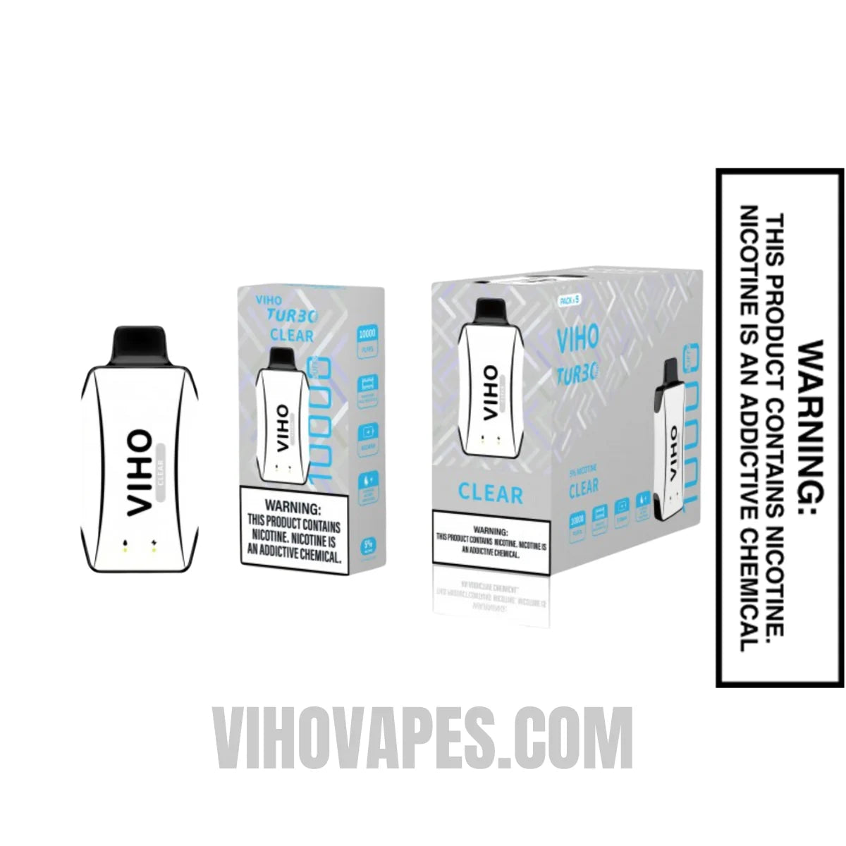 Clear VIHO Turbo Vape 10000 Puffs With Bundle Pack