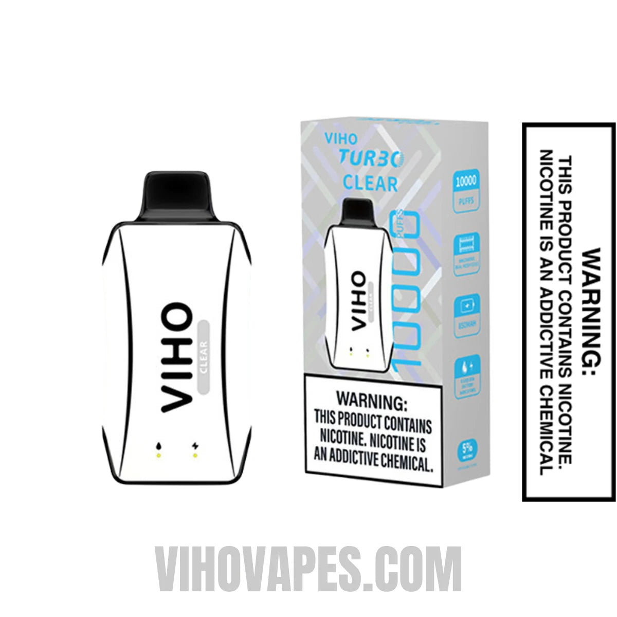 Clear VIHO Turbo Vape 10000 Puffs With Package Box