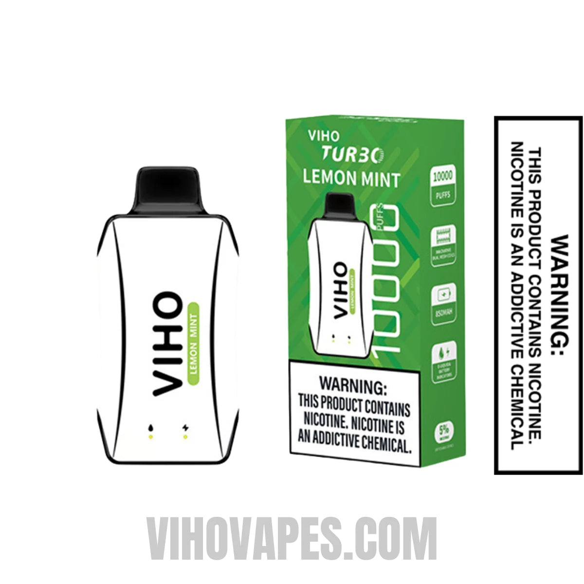 Lemon Mint VIHO Turbo Vape 10000 Puffs With Package Box