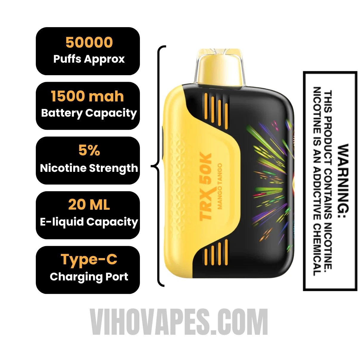 Tobacco VIHO TRX 50K Disposable Vape Specification
