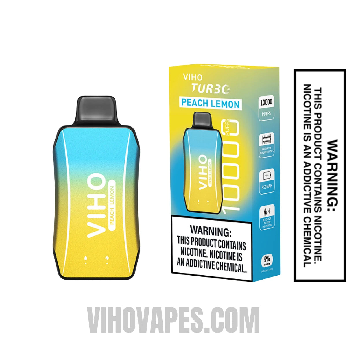 Peach Lemon VIHO Turbo Vape 10000 Puffs With Package Box