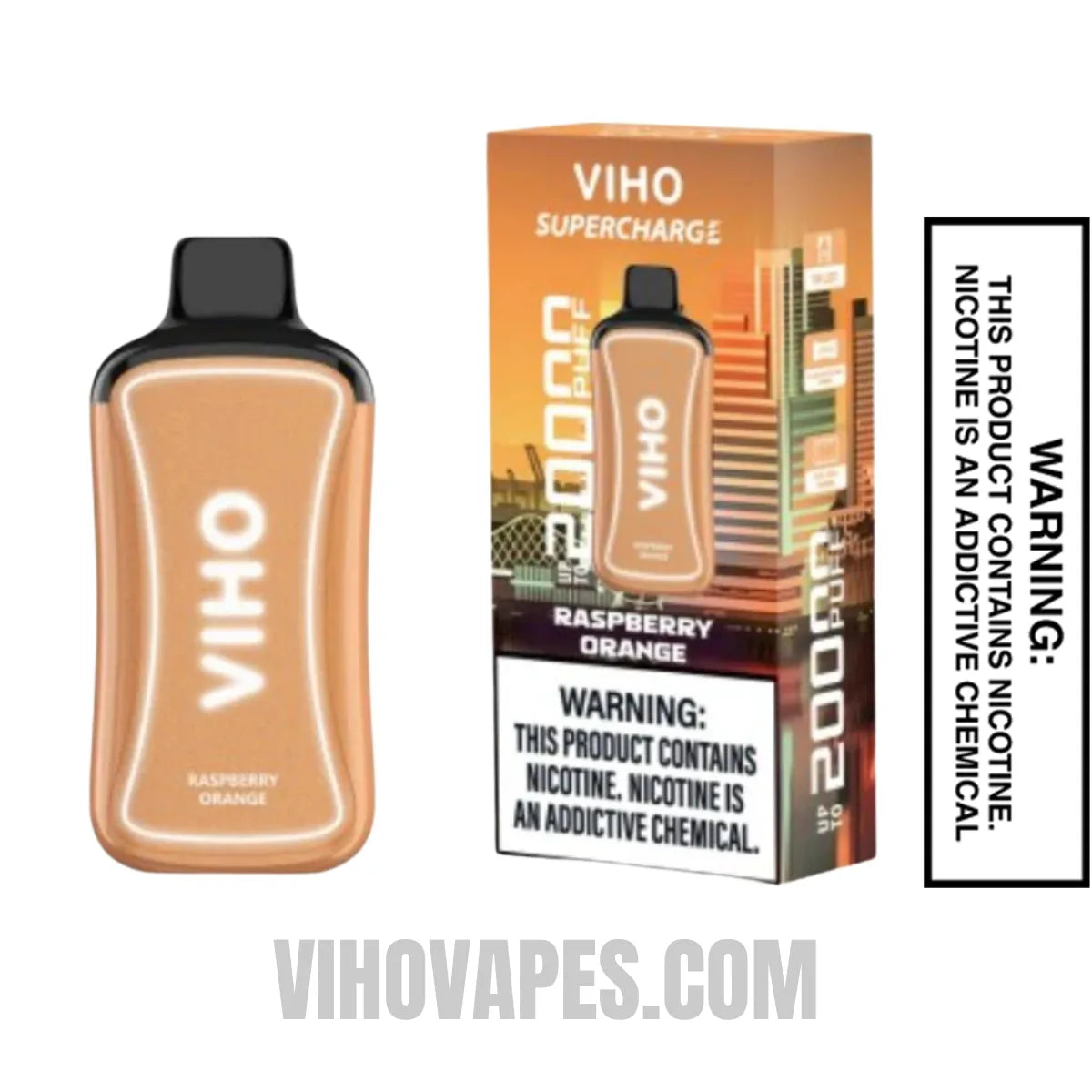 Raspberry Orange VIHO Supercharge 20000 Puffs Vape With Package Box