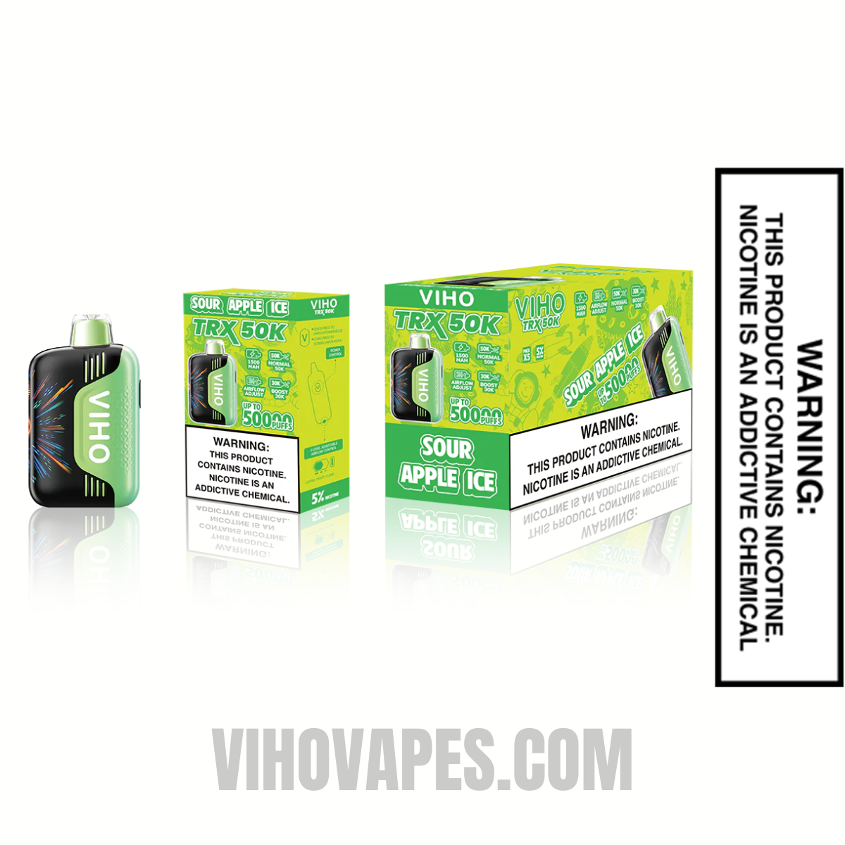 Sour Apple Ice VIHO TRX 50K Disposable Vape with Bundle Pack