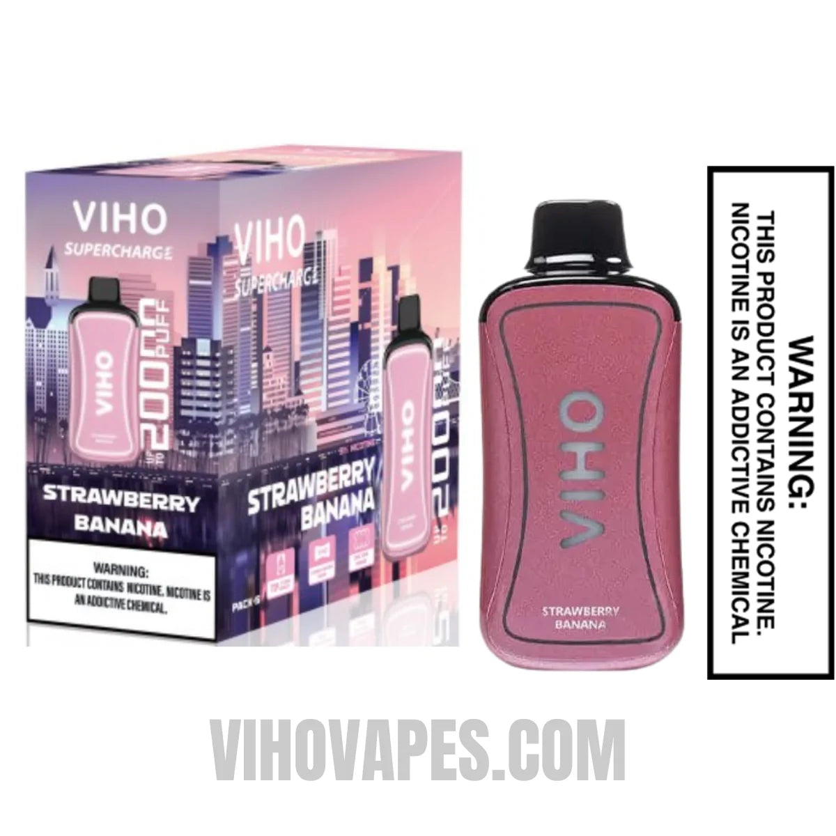 Strawberry Banana VIHO Supercharge 20000 Puffs Vape with Bundle Pack