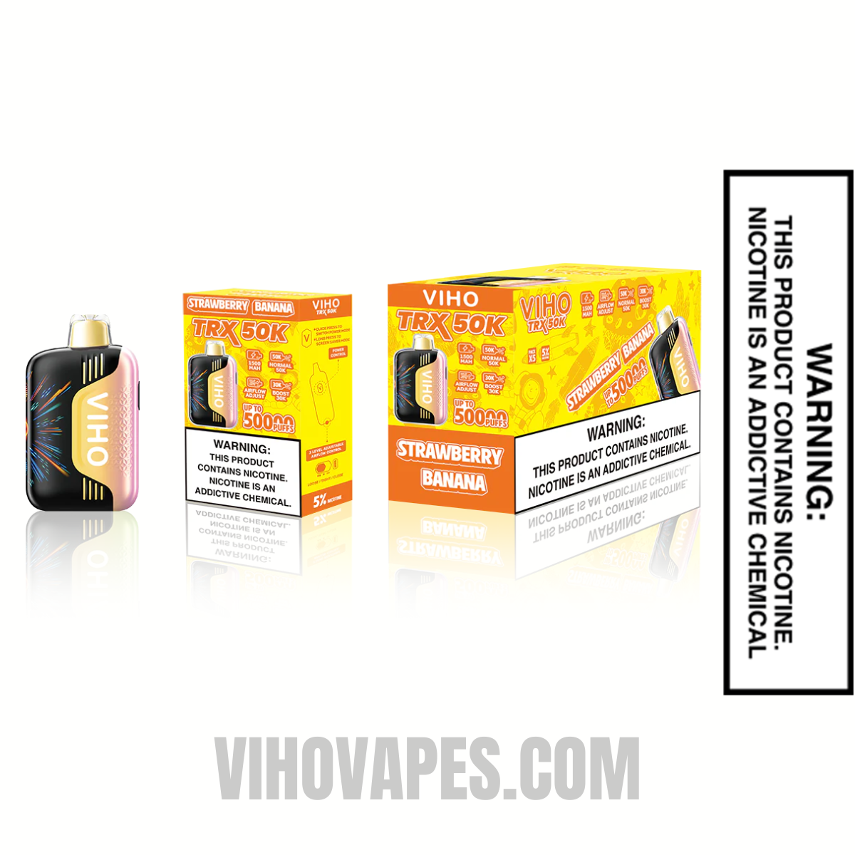 Strawberry Banana VIHO TRX 50K Disposable Vape with Bundle Pack