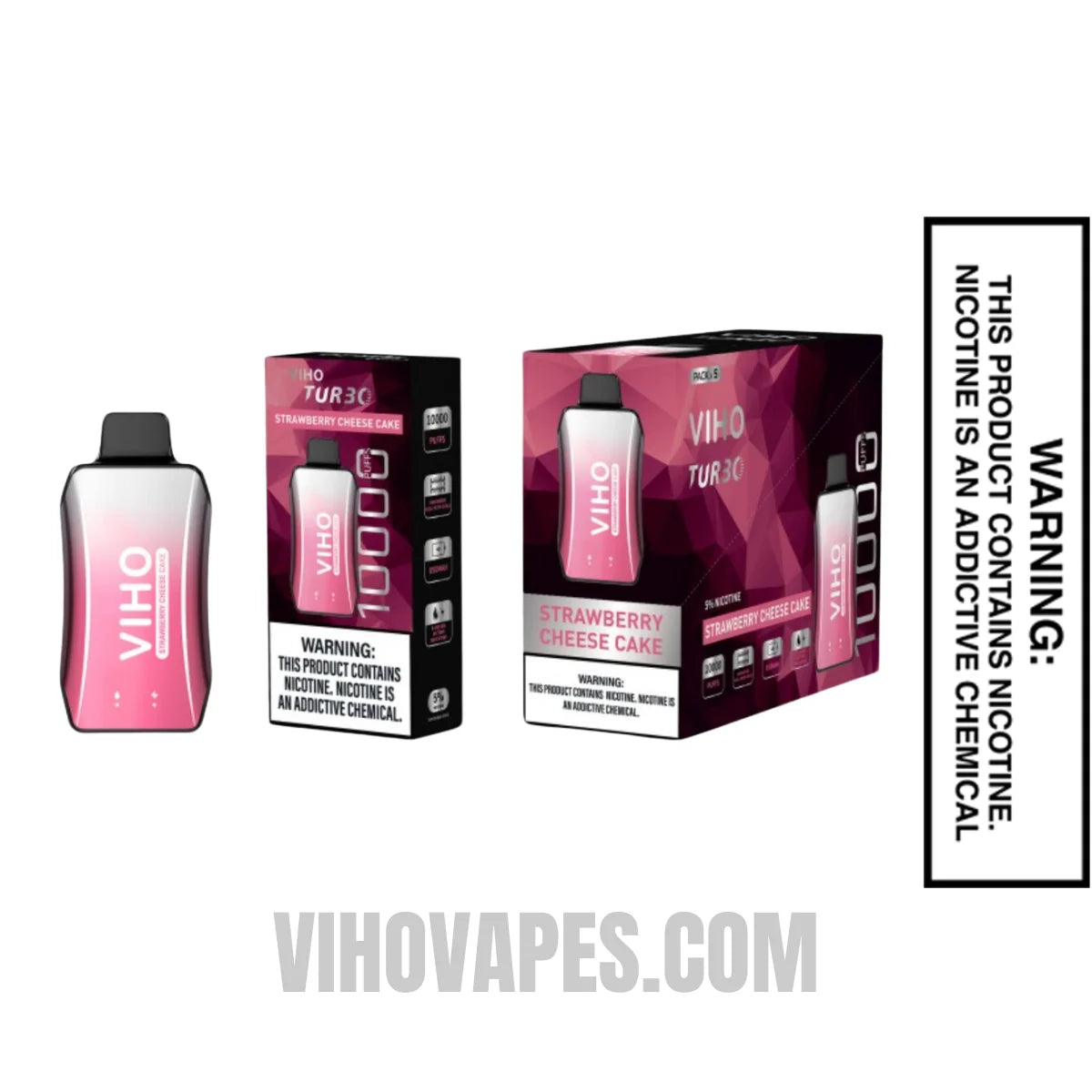 Strawberry Cheese Cake VIHO Turbo Vape 10000 Puffs With Bundle Pack