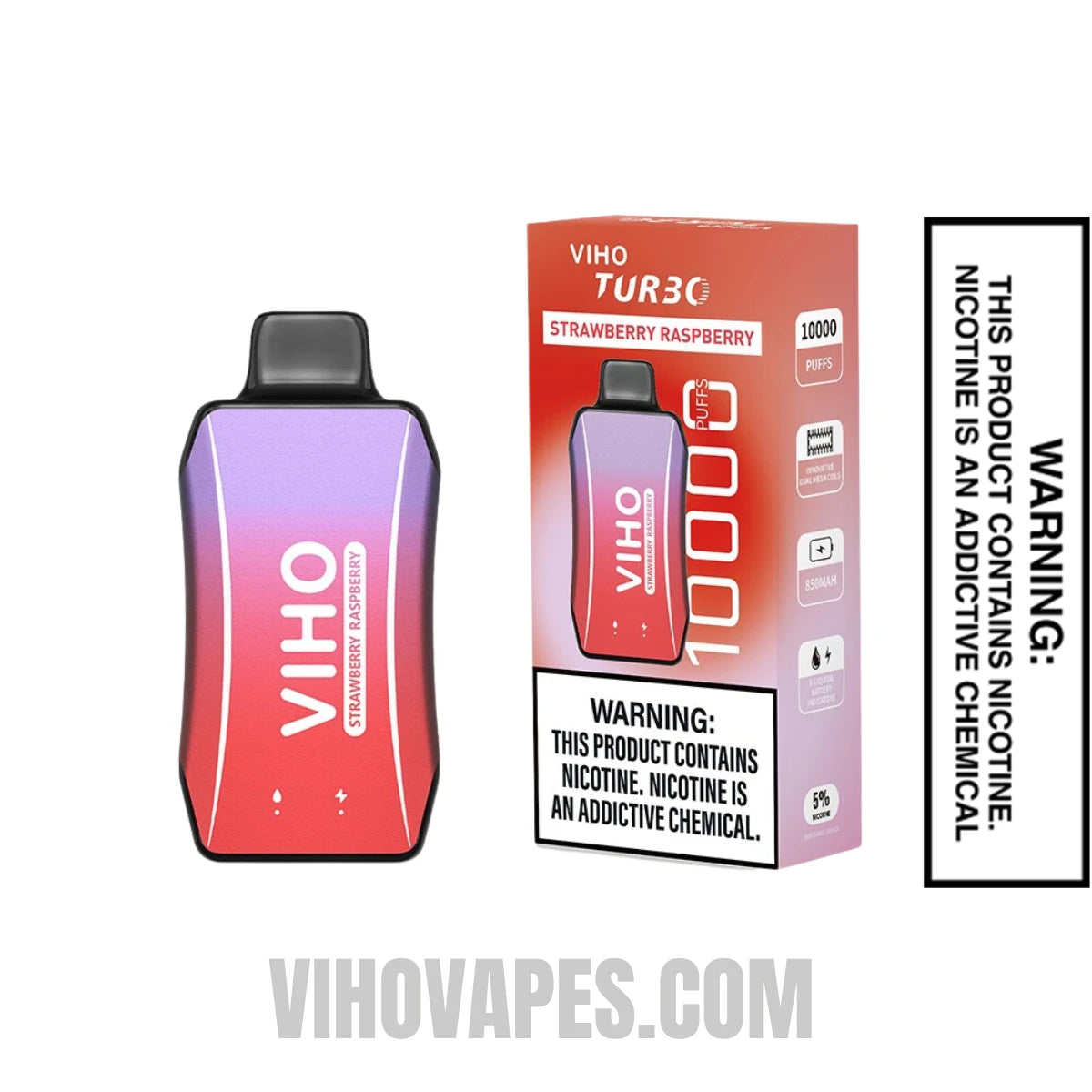 Strawberry Raspberry VIHO Turbo Vape 10000 Puffs With Package Box