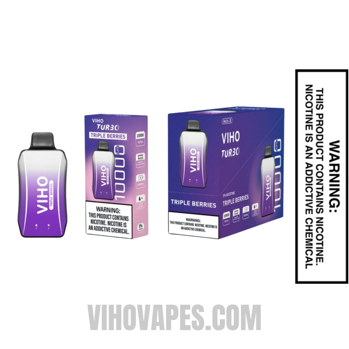 Triple Berries VIHO Turbo Vape 10000 Puffs With Bundle Pack