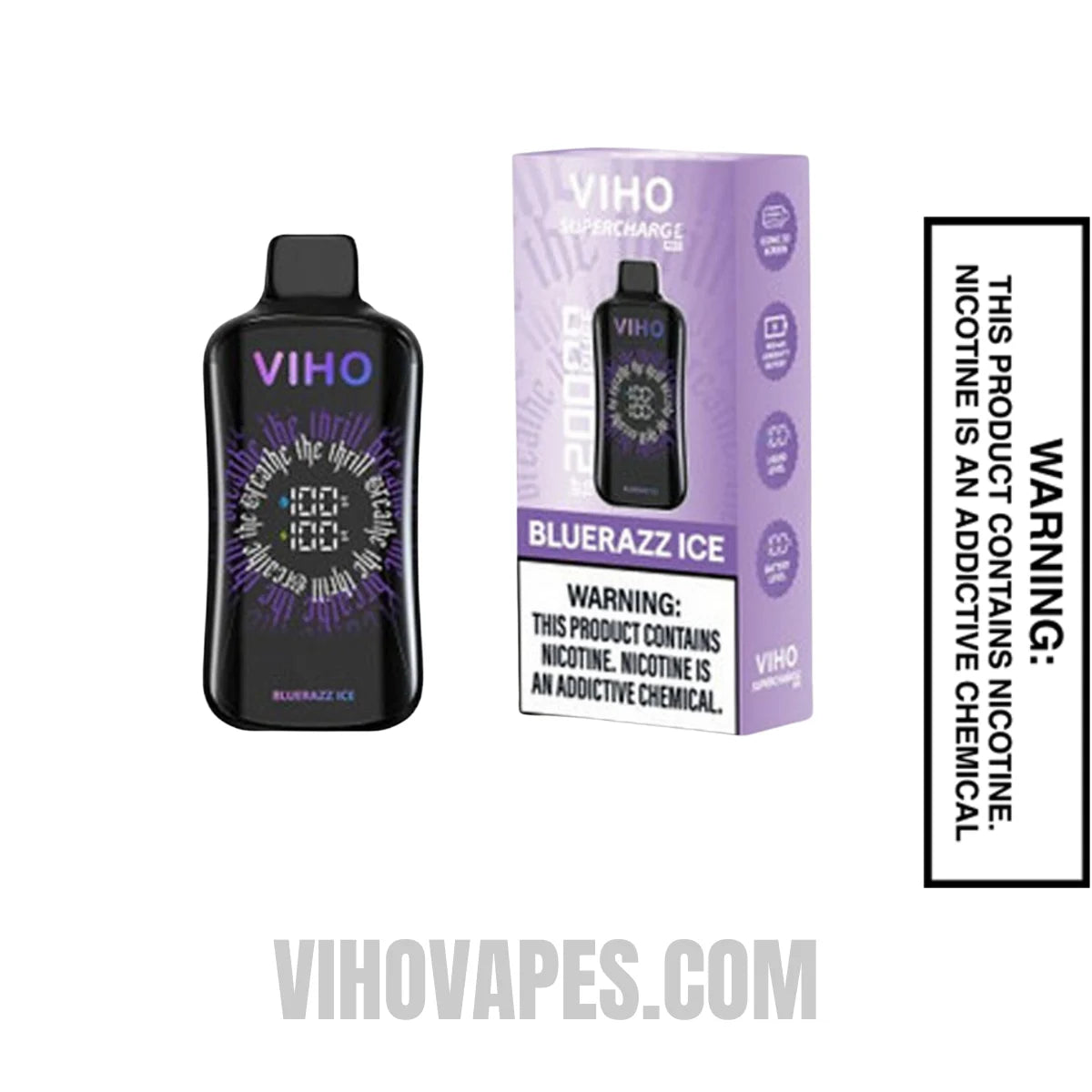 Viho Bluerazz Ice Supercharge Pro Vape 20000 Puffs With Package Box