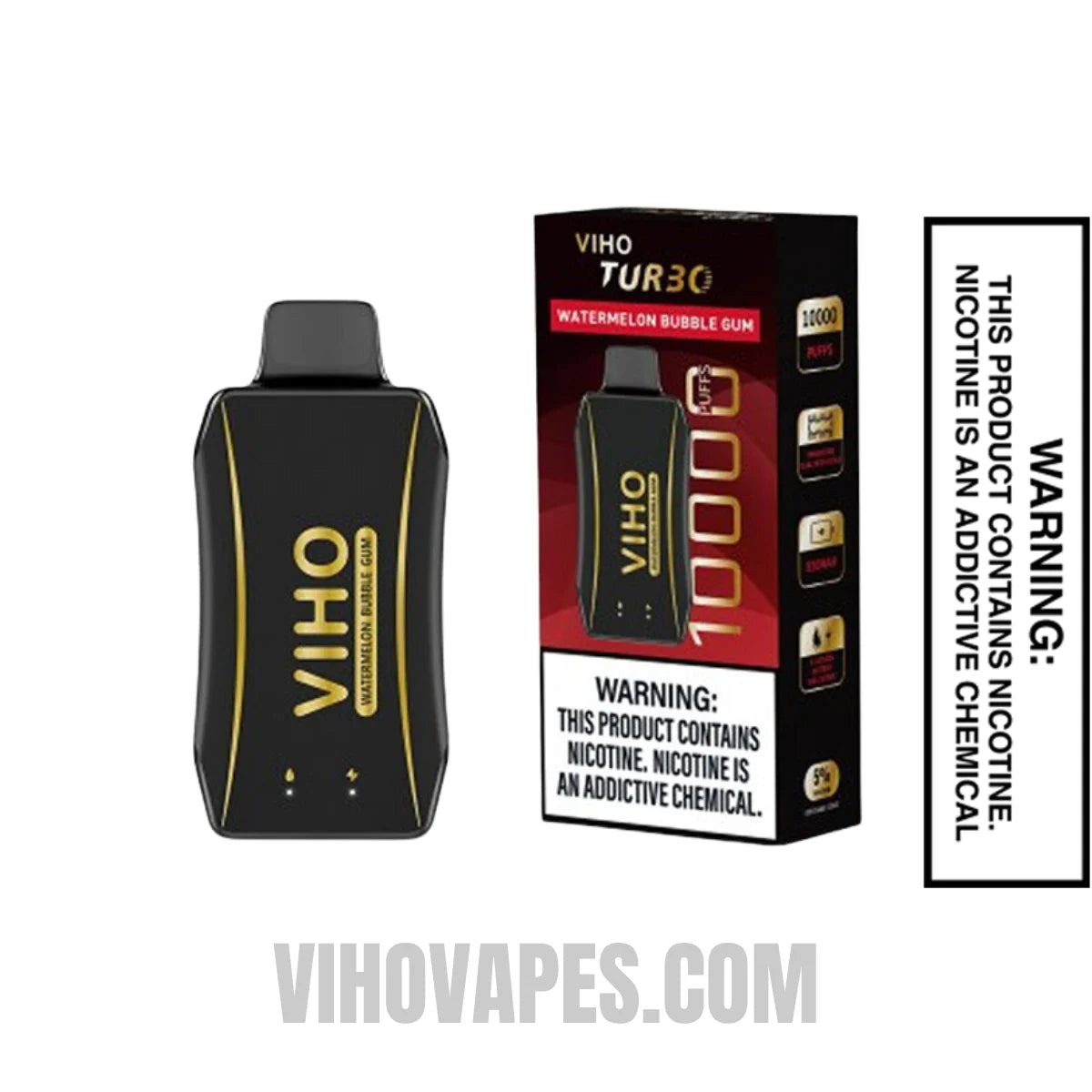 Watermelon Bubble Gum VIHO Turbo Vape 10000 Puffs with Package Box