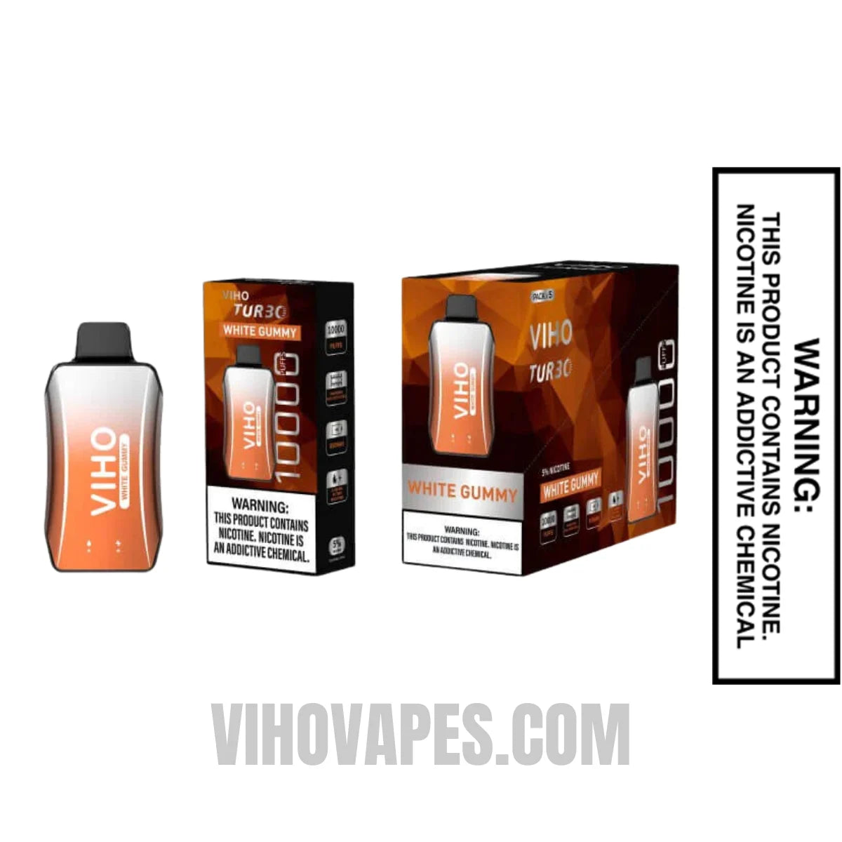 White Gummy VIHO Turbo Vape 10000 Puffs With Bundle Pack