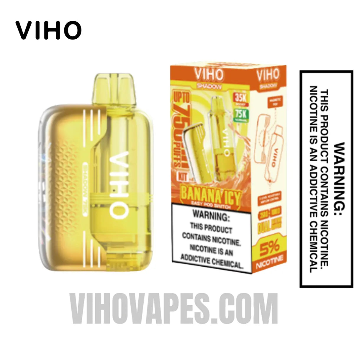 Banana Icy VIHO Shadow 75K Vape Kit With Package Box