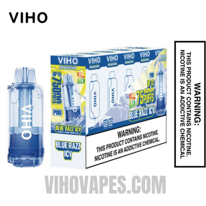 Blue Razz Icy VIHO Shadow 75K Vape Pod With Bundle Box