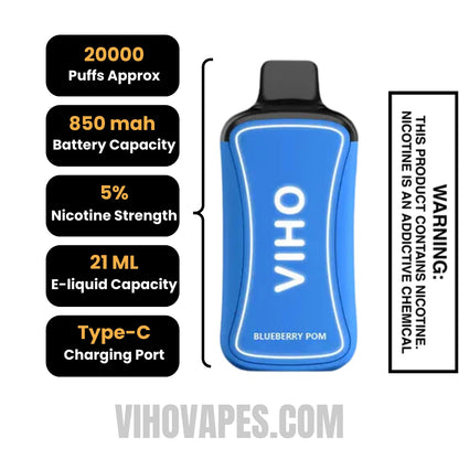 Blueberry Pom Viho Supercharge 20000 Vape| Viho Vape Blueberry Pom Viho Supercharge 20000 Vape| Viho Vape