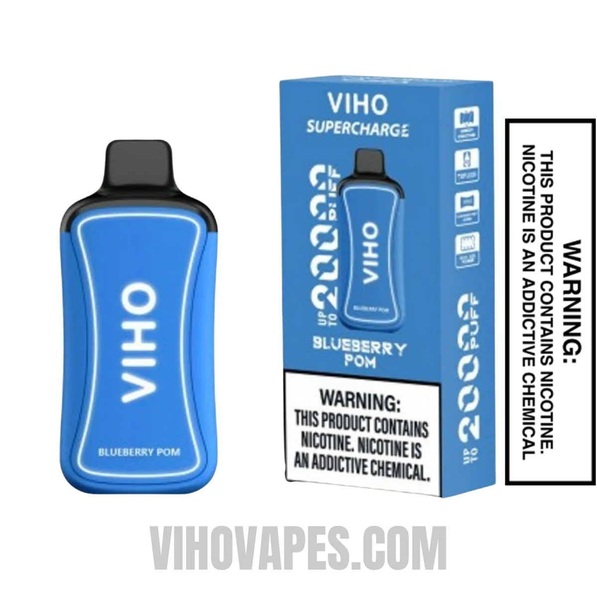 Blueberry Pom VIHO Supercharge 20000 Puffs Vape  With Package Box