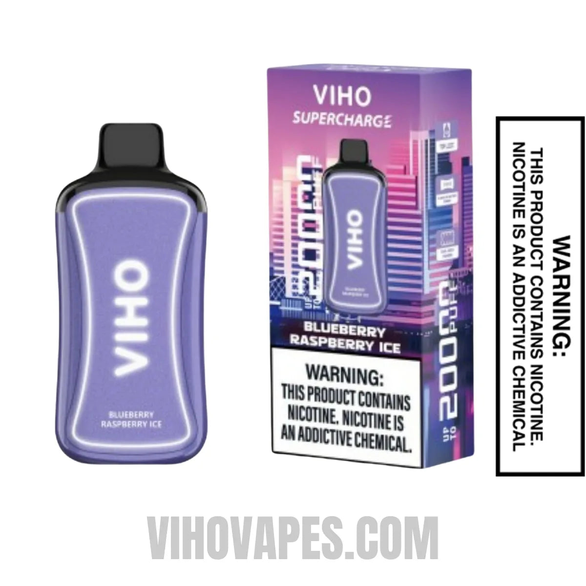 Blueberry Raspberry Ice VIHO Supercharge 20000 Puffs Vape With Package Box