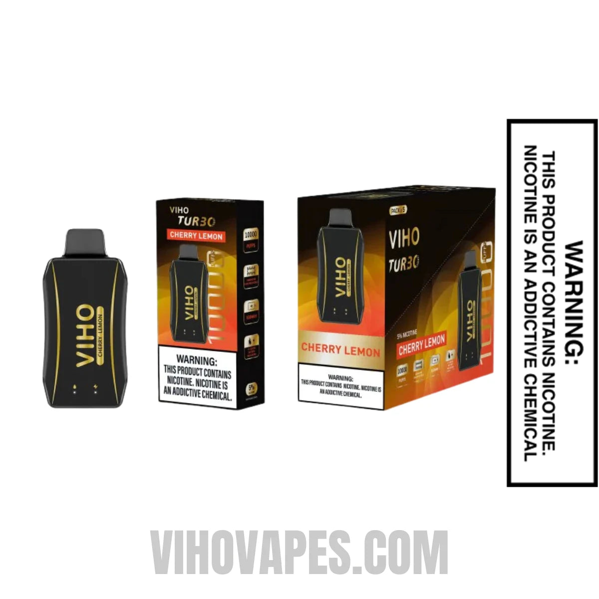Cherry Lemon VIHO Turbo Vape 10000 Puffs With Bundle Pack