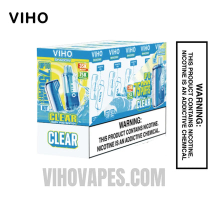 Clear VIHO Shadow 75K Vape Kit Bundle Box