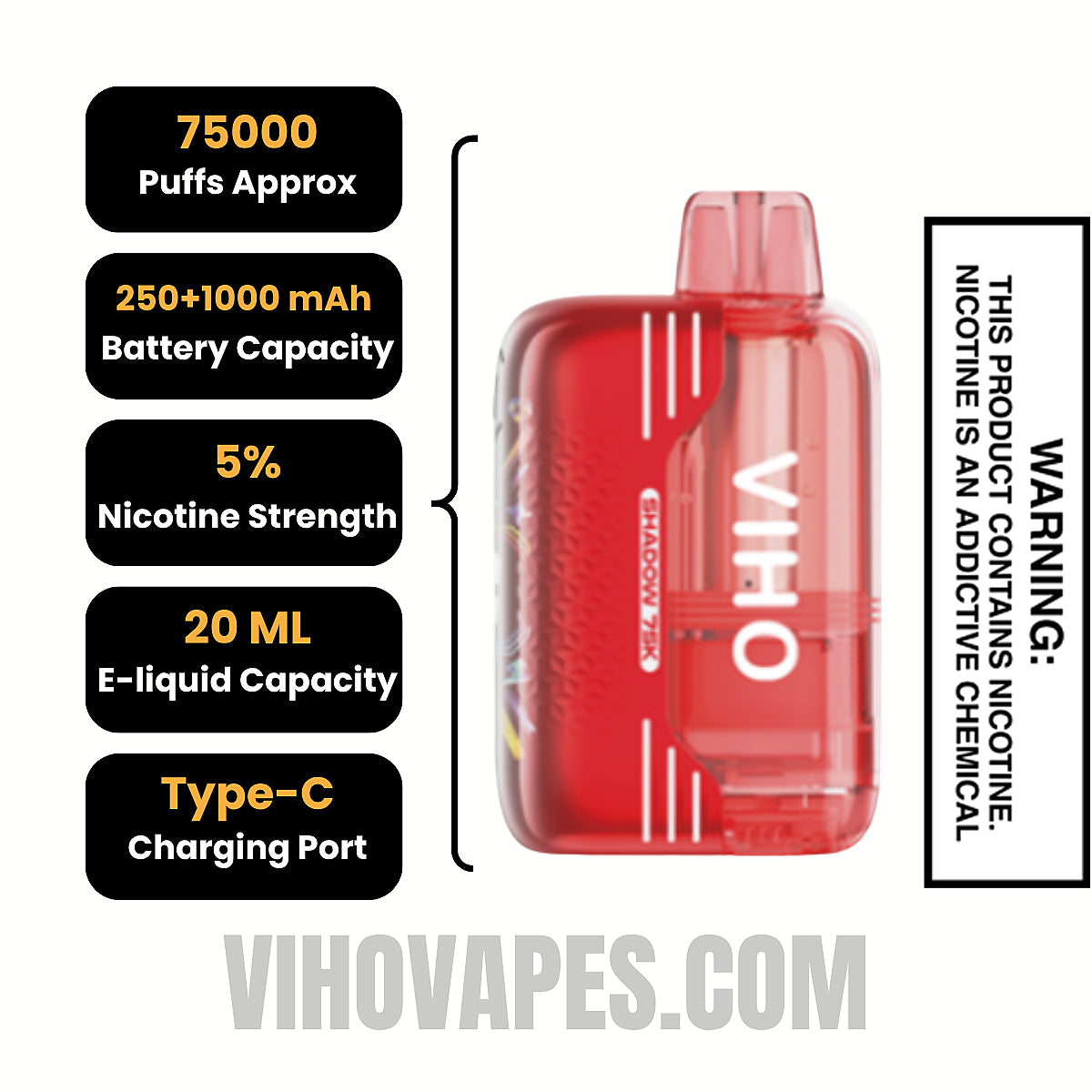 Cola slush VIHO Shadow 75K Vape Kit Specifications