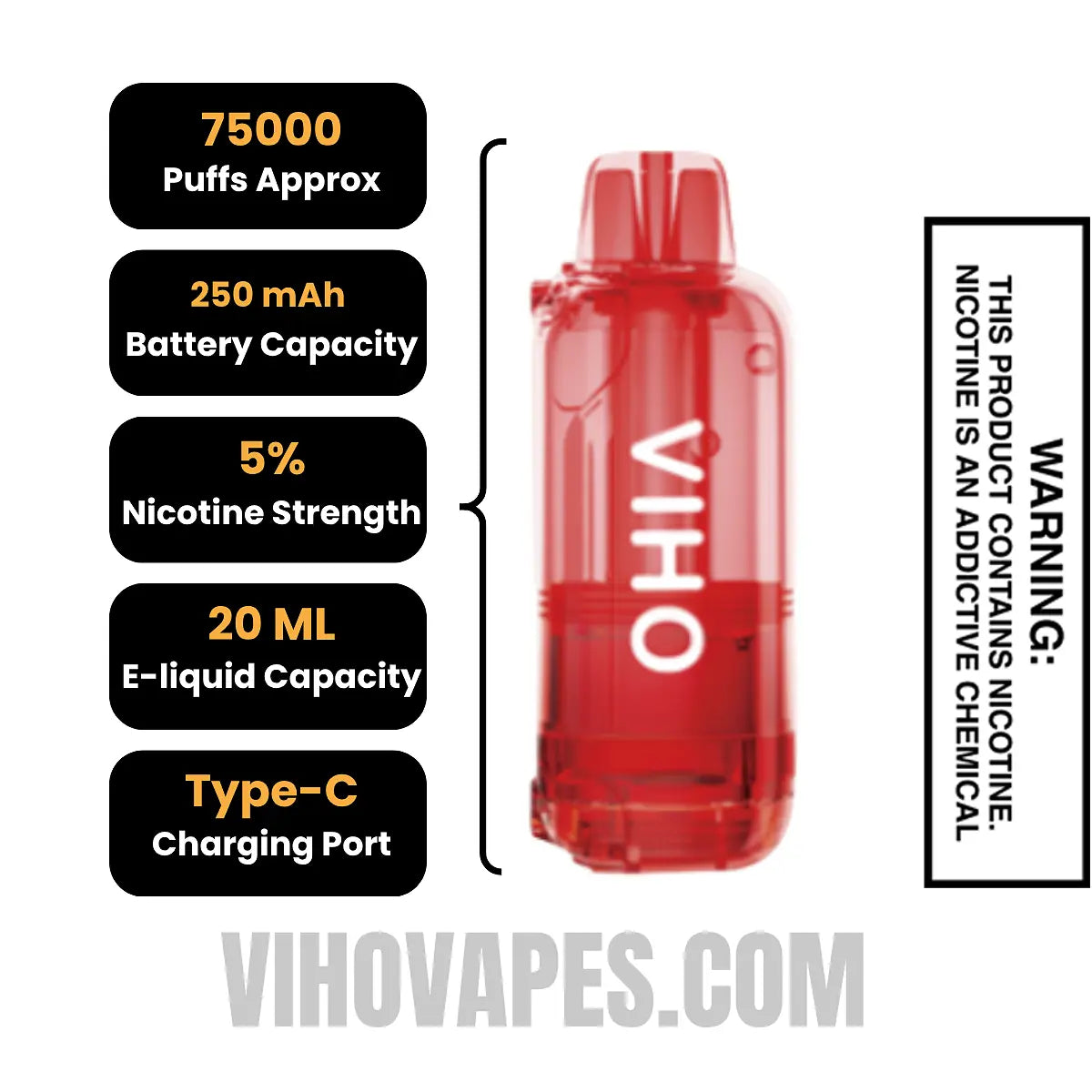 Cola Slush VIHO Shadow 75K Vape Pod Specifications