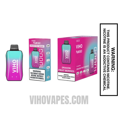 Dragon Fruit Berries VIHO Turbo Vape 10000 Puffs With Bundle Pack