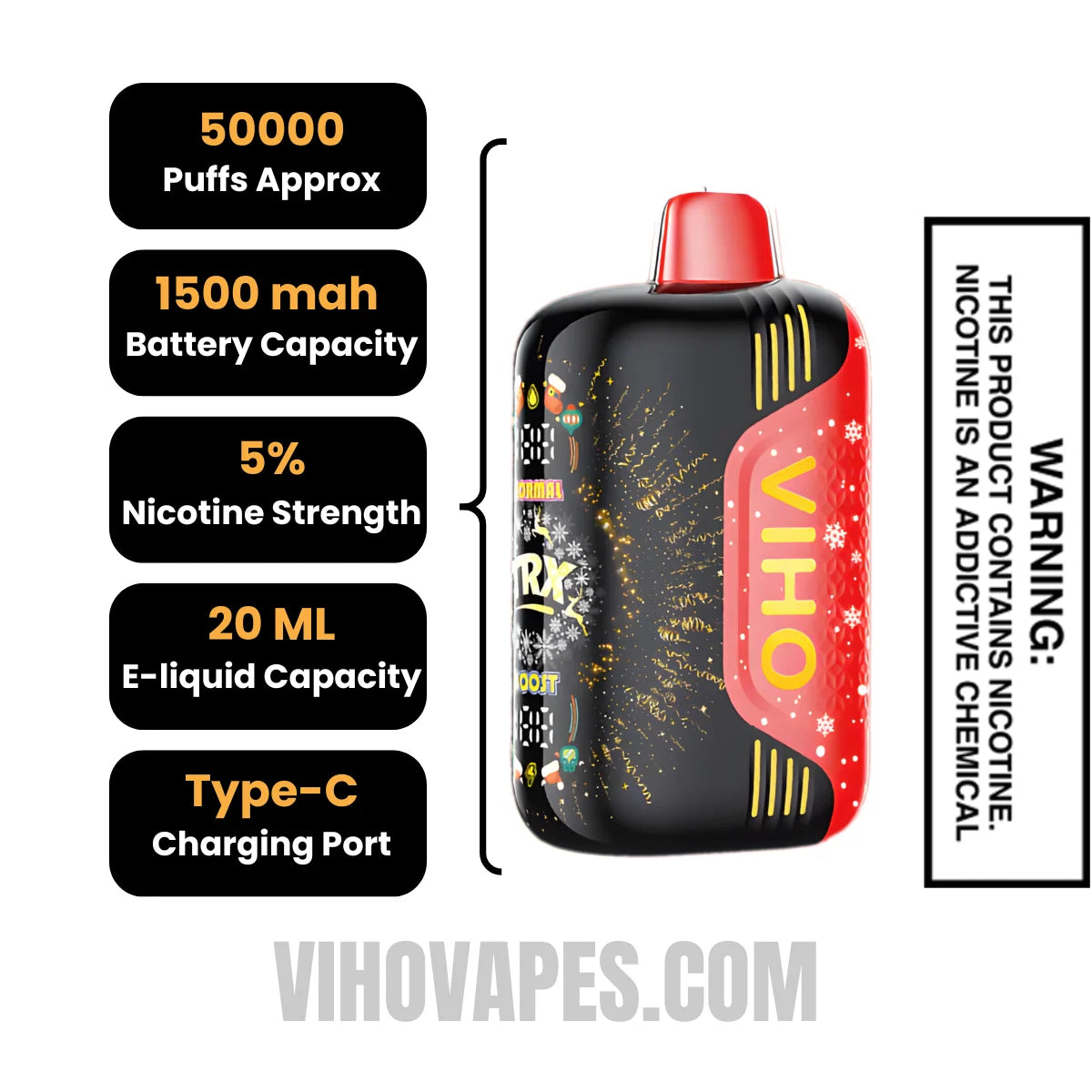 Glazed Donut VIHO TRX 50K Disposable Vape with Specification