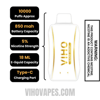 Glazed Donut VIHO Turbo Vape 10000 Puffs Specifications