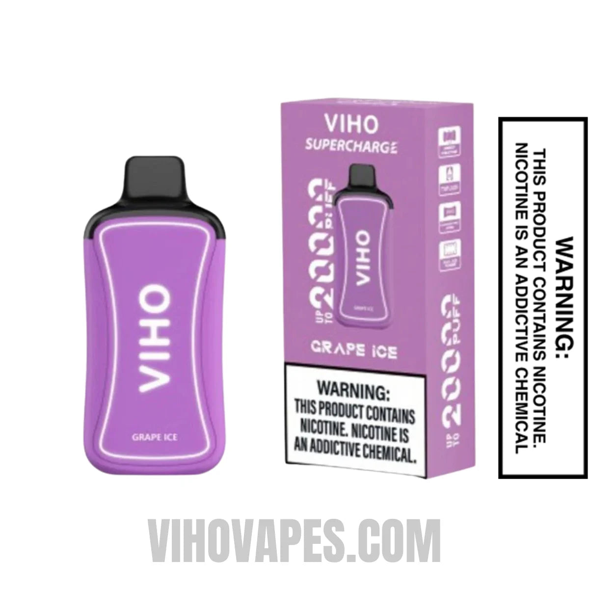 Grape Ice VIHO Supercharge 20000 Puffs Vape With Package Box