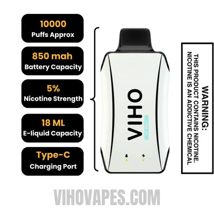 LA Mint VIHO Turbo Vape 10000 Puffs Specifications