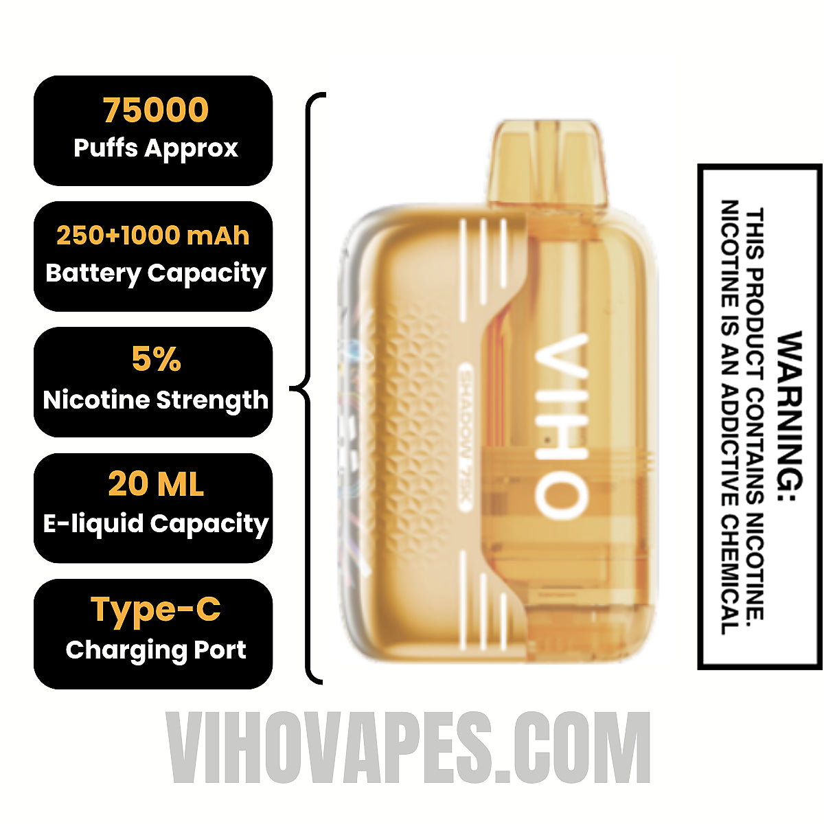 Mexico Mango VIHO Shadow 75K Vape Kit Specifications