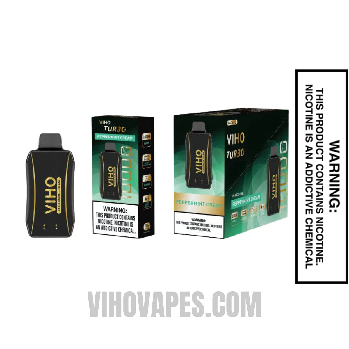 Peppermint Cream VIHO Turbo Vape 10000 Puffs With Bundle Pack