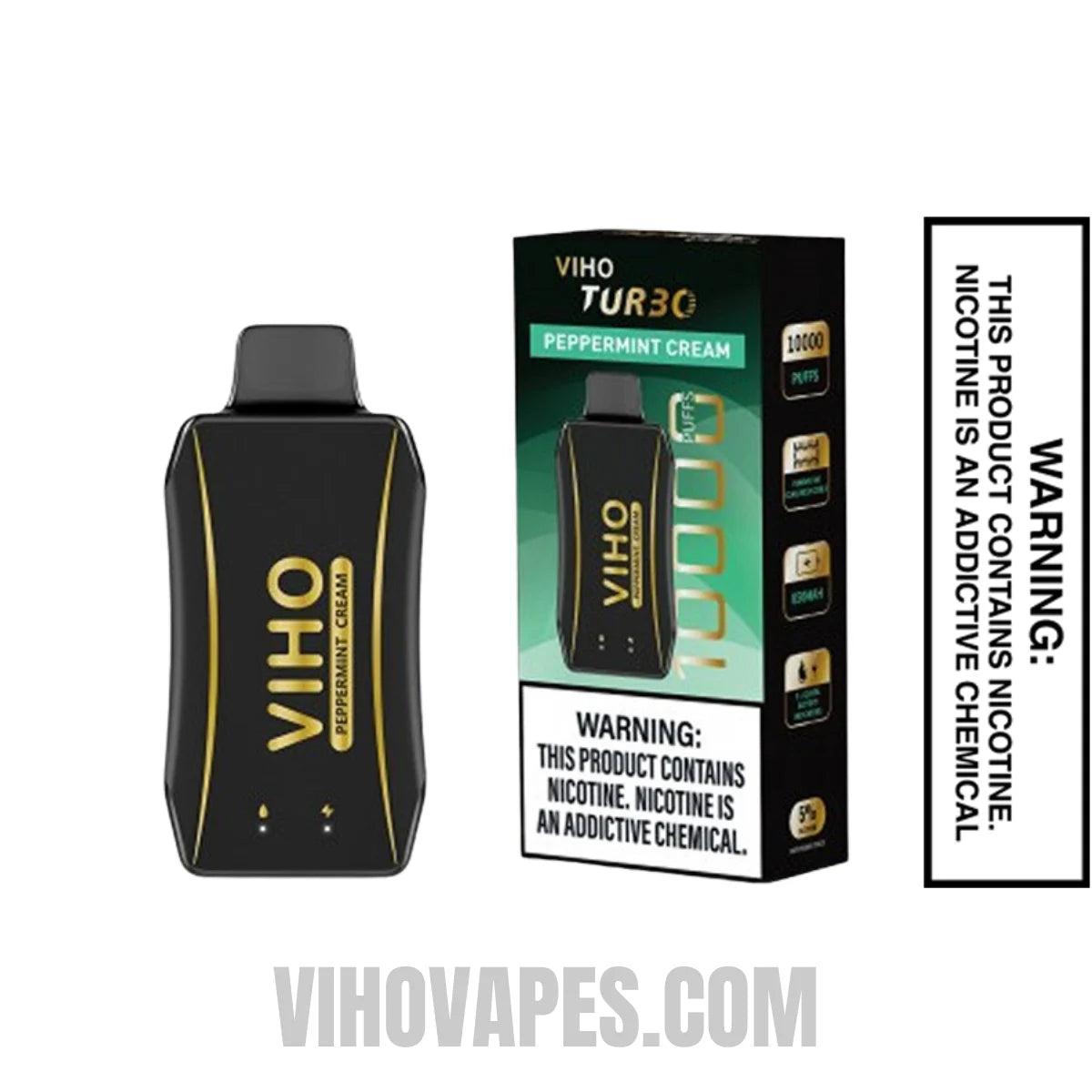 Peppermint Cream VIHO Turbo Vape 10000 Puffs With Package Box