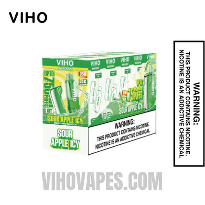 Sour Apple Icy VIHO Shadow 75K Vape Kit Bundle Box