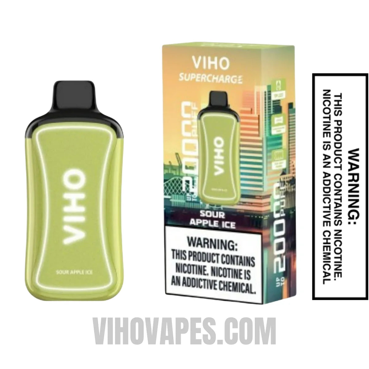 Sour Apple Ice VIHO Supercharge 20000 Puffs Vape With Package Box