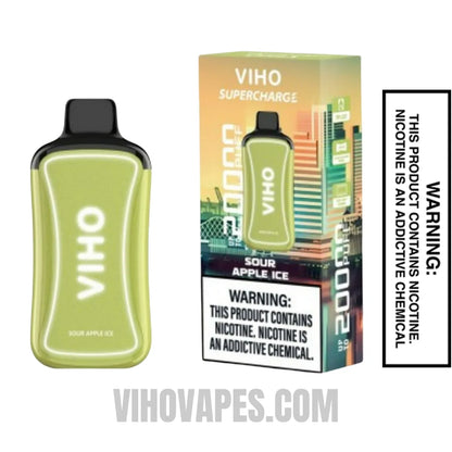 Sour Apple Ice VIHO Supercharge 20000 Puffs Vape With Package Box
