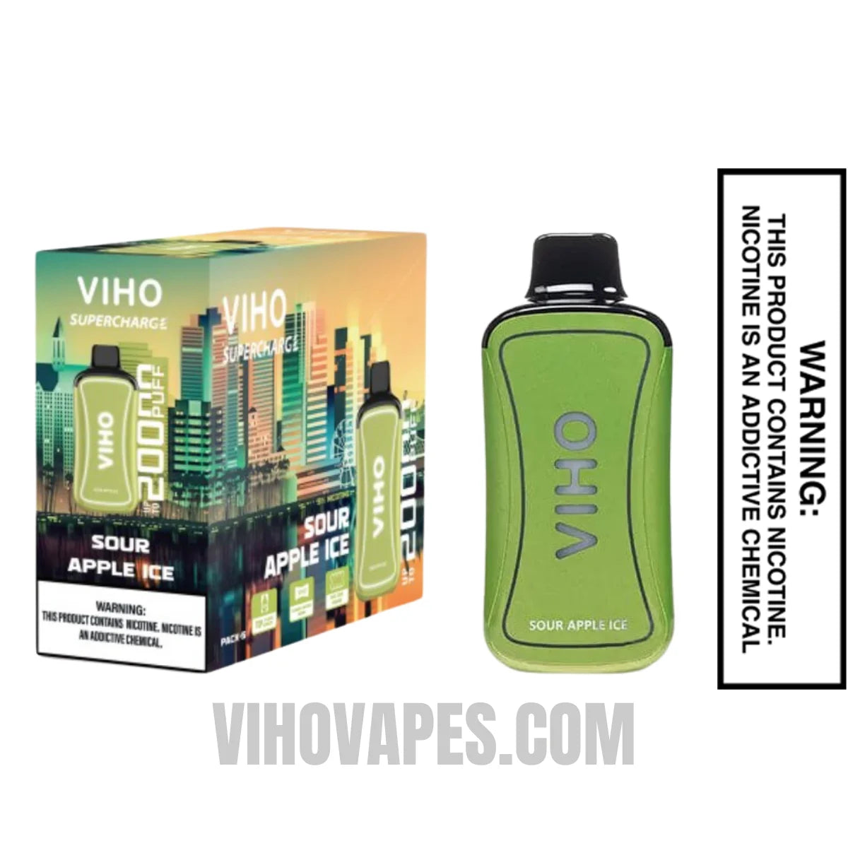 Sour Apple Ice VIHO Supercharge 20000 Puffs Vape with Bundle Pack