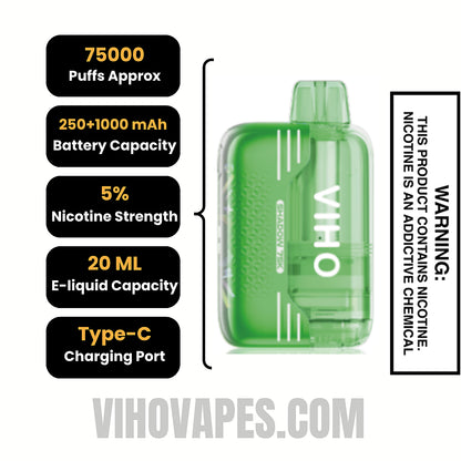 Sour Apple Icy VIHO Shadow 75K Vape Kit Specifications