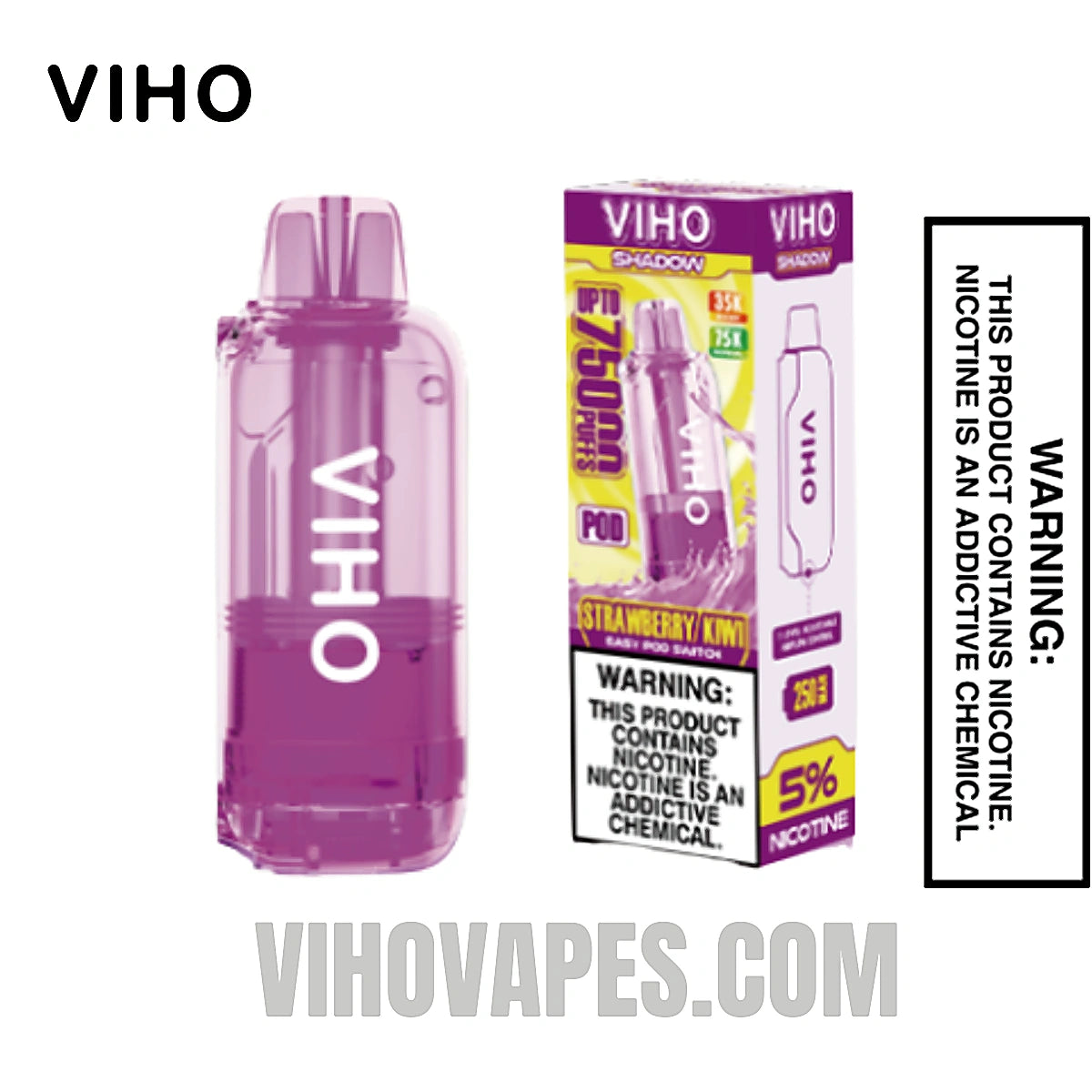 Strawberry Kiwi VIHO Shadow 75K Vape Pod With Package Box