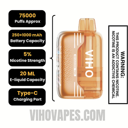 Tobacco VIHO Shadow 75K Vape Kit Specifications