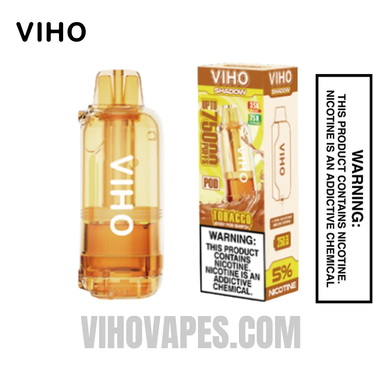 Tobacco VIHO Shadow 75K Vape Pod With Package Box
