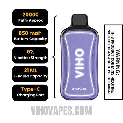 Blue Razz Ice Viho Supercharge ZERO Nicotine | Viho Vape Blue Razz Ice Viho Supercharge ZERO Nicotine | Viho Vape