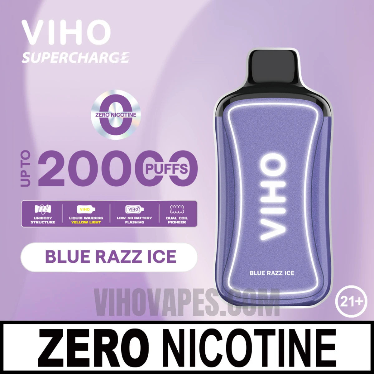 Blue Razz Ice Viho Supercharge ZERO Nicotine | Viho Vape Blue Razz Ice Viho Supercharge ZERO Nicotine | Viho Vape
