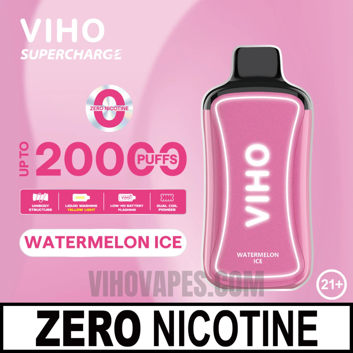 VIHO Supercharge ZERO Nicotine Watermelon Ice with Puffs