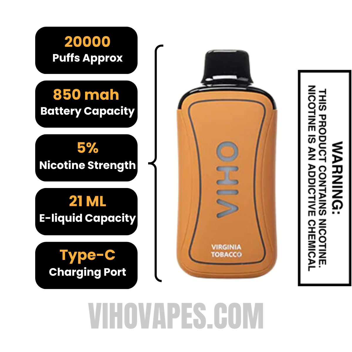 Virginia Tobacco VIHO Supercharge Disposable Vape 20000 Puff Virginia Tobacco VIHO Supercharge Disposable Vape 20000 Puff