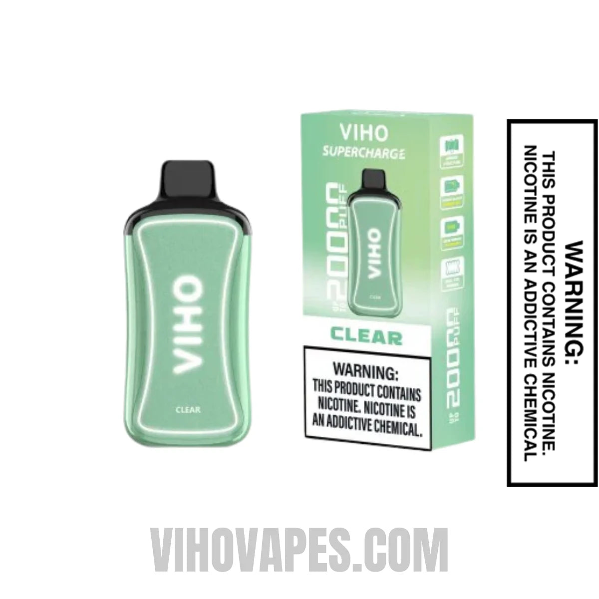 Viho Clear (Green Box) Supercharge Vape 20000 Puffs With Package Box