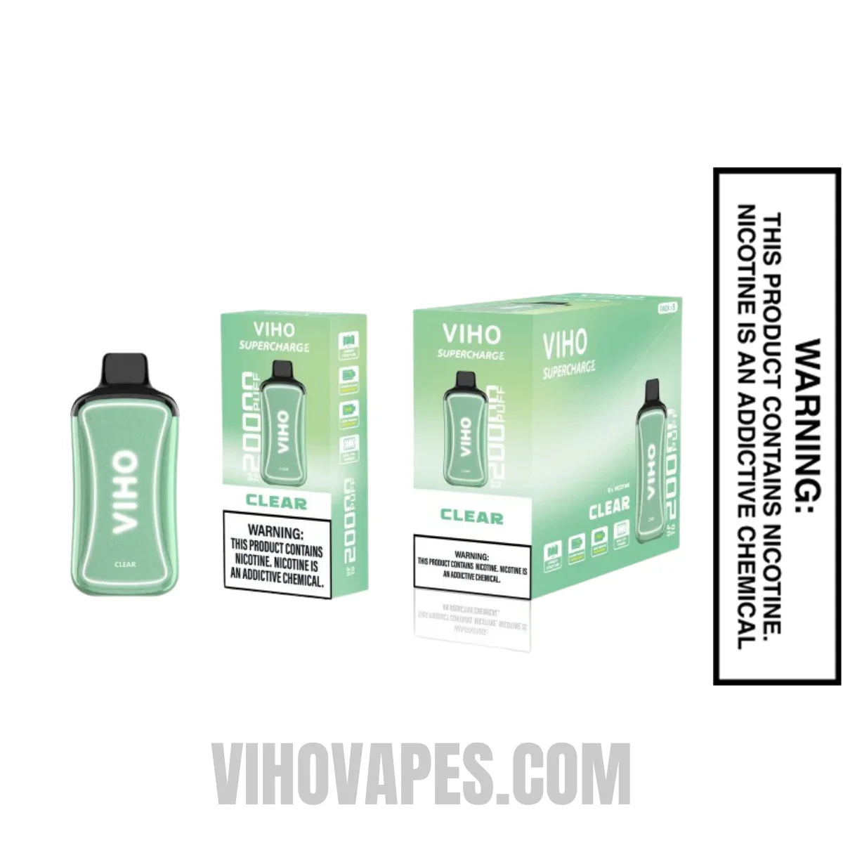Viho Clear (Green Box) Supercharge Vape 20000 Puffs with Bundle Pack