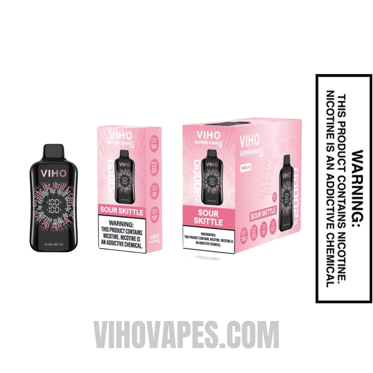  Viho Sour Skittles Supercharge Pro Vape 20000 Puffs With Bundle Box