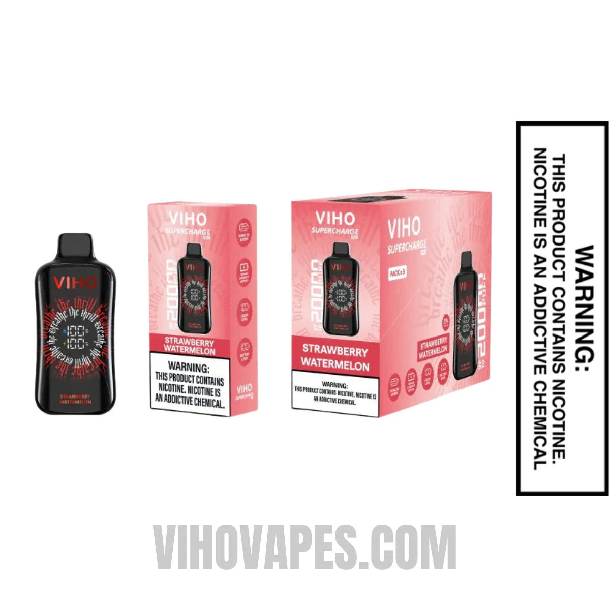  Viho Strawberry Watermelon Supercharge Pro Vape 20000 Puffs With Bundle Box