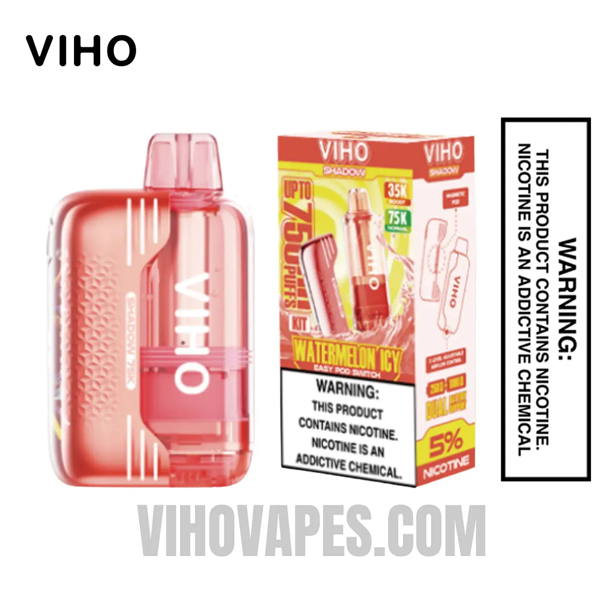 Watermelon Icy VIHO Shadow 75K Vape Kit With Package Box